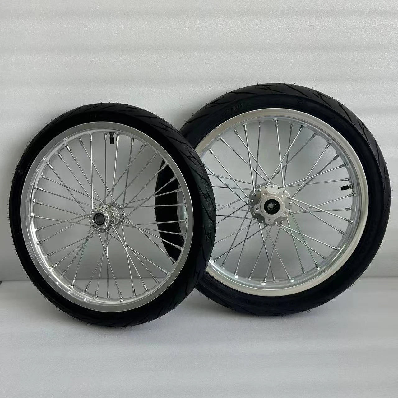 Sur-Ron Light Bee Wheel Set 17 X 1.60" 17 X 2.15" Dirt Bike Wheel Tire Kit Silver Color for Light Bee X Surron Bike Supermoto